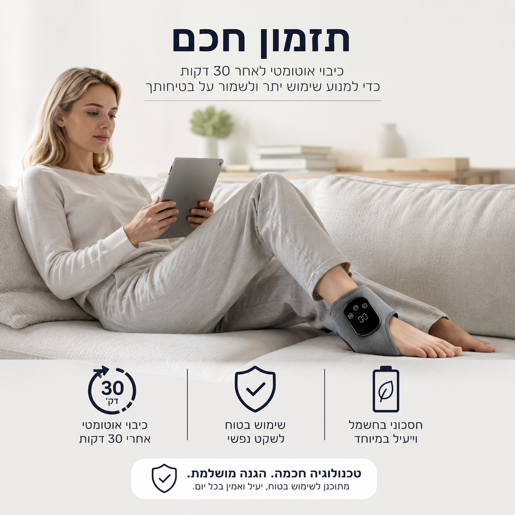 FootEase™ – רצועת חימום ועיסוי לקרסול ולפרק כף היד
